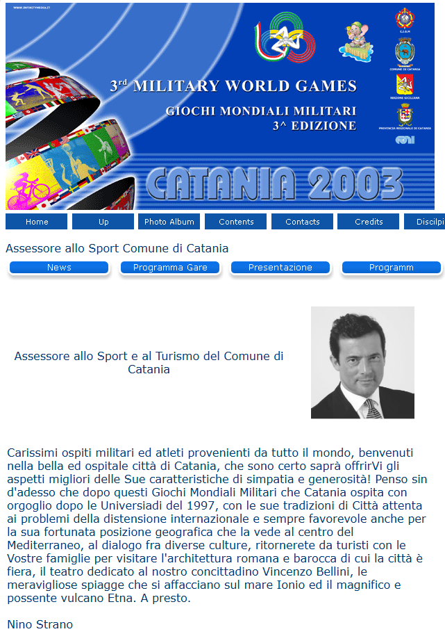 3rd MILITARY WORLD GAMES ITALY - CATANIA 2003 - Nino Strano